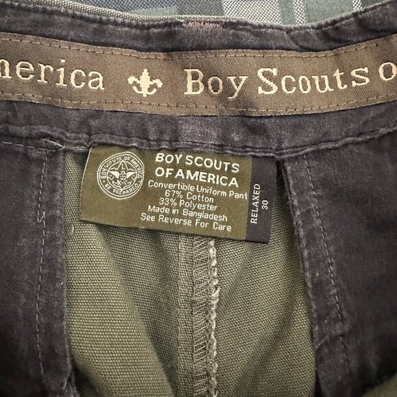 Boy Scouts of America Cargo Pants 30x27 Green Convertible Uniform Switchback - Picture 11 of 13